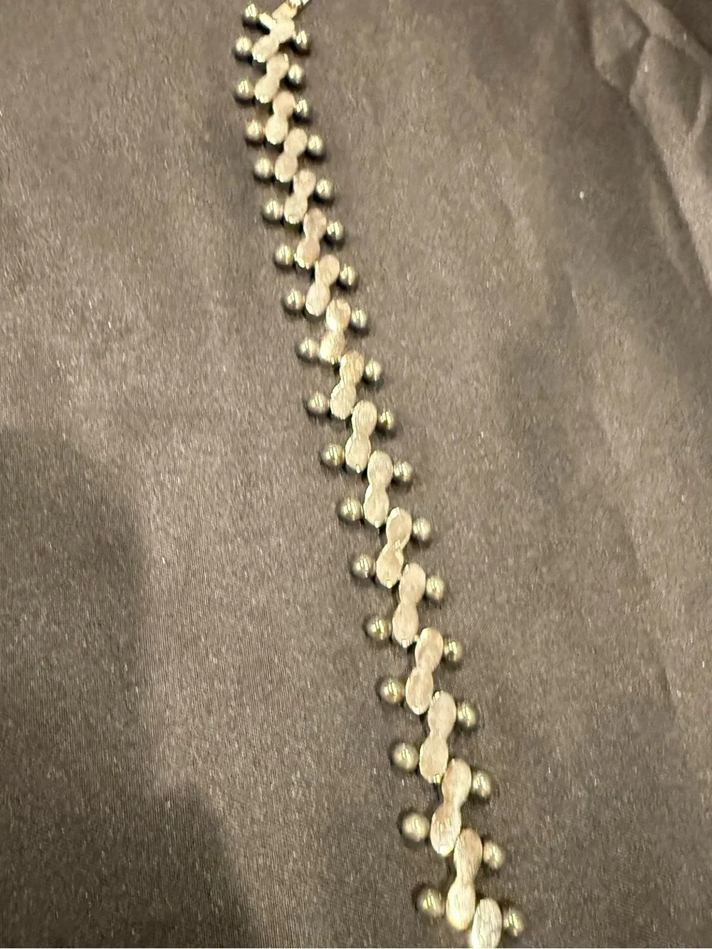Sterling Silver Peanut Chain Link Bracelet - Hammered Texture Modern Link